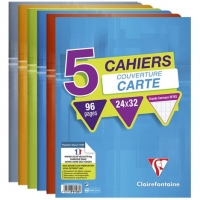 Auchan Clairefontaine CLAIREFONTAINE Lot de 5 cahiers piqués 24x32cm 96 pages grands carreau