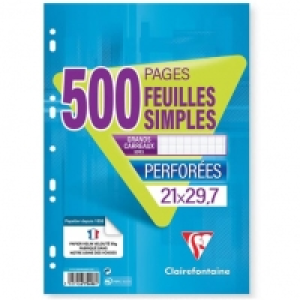CLAIREFONTAINE feuilles simples blanches perforees 210x297 500 pages s 4.05 €