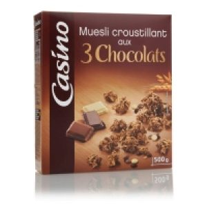 Casino Muesli croustillant aux 3 chocolats 500g