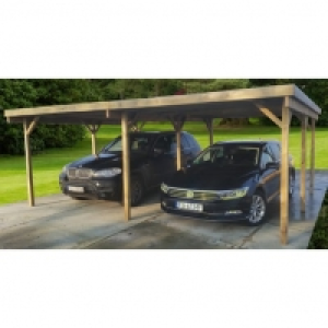 Auchan  Carport bois traité Talanga toit plat 30,32 m² pour 2 voitures