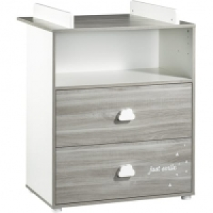 Auchan Baby Price BABY PRICE Commode à langer 2 tiroirs + 1 grande niche HAPPY, Chêne Si