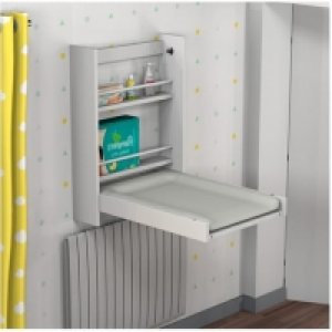 Auchan At4 AT4 Table &agrave; langer murale et pliable - H&ecirc;tre blanc laqu&eacute;