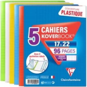 CLAIREFONTAINE Lot de 5 cahiers piqués polypro Koverbook 17x22cm 96 pa 6.95 €