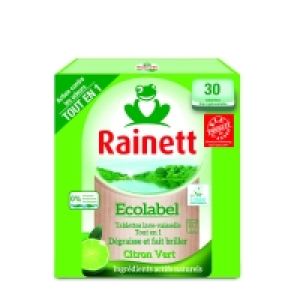 Rainett Ecolabel - Tout en 1 - Tablettes lave vaiselle - Dégraisse et fait bri