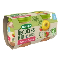 Spar Bledina Les Récoltés Bio - Purée de Pommes Fraises - Petits pots - Dès 6 mois 