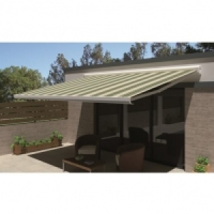 Auchan Intersun INTERSUN Store manuel 4x3m ROMA toile rayée coffre intégral blanc