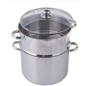 Auchan Baumalu BAUMALU Couscoussier en inox 11L avec couvercle en verre