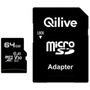 QILIVE Micro SDXC - 64 Go - Compatible 4K - Adaptateur SD - Carte mémo 29.99 €