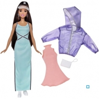 Auchan Barbie BARBIE Fashionistas et Tenues longue robe bleue + sweat Barbie