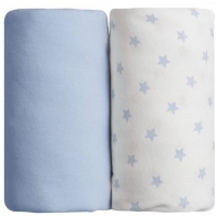 Auchan Babycalin BABYCALIN Lot de 2 draps housse pour lit bébé étoiles 60 x 120 cm