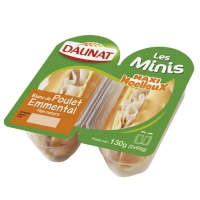 Spar Daunat Les minis - Sandwich au blanc de poulet et emmental - Pain nature 2x65