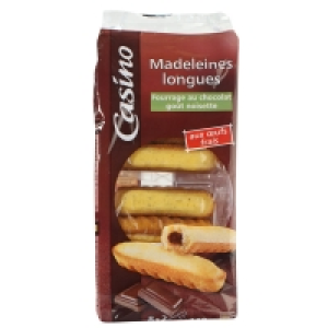 Casino Madeleines longues - Aux ufs frais - Fourrage au chocolat goût noisett