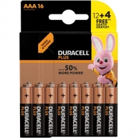 Auchan Duracell DURACELL Lot de 12 + 4 piles Alcalines type LR03 (AAA) - Duracell Plus