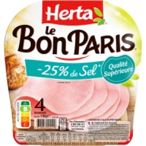 Le bon Paris - Taux de sel réduit - Jambon cuit supérieur 4 tranches 1 3.39 €