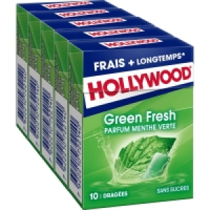 Hollywood Green fresh - Chewing gum menthe verte sans sucres - 5x10 dragées 70g