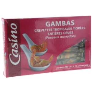 Gambas - Crevettes tropicales tigrées entières crues 400g 9.99 €