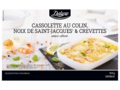 Cassolette au colin, noix de Saint-Jacques et crevettes 6.99 €