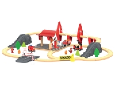 Set chemin de fer pompier, ferme, chantier ou jungle
