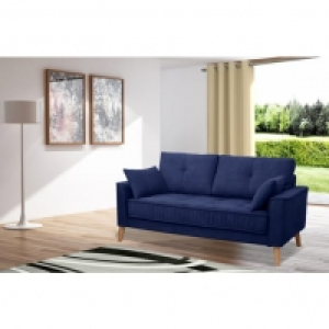 Auchan  Canapé fixe 2/3 places HOLM, Tissu 100% polyester coloris bleu foncé