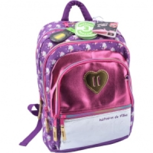 Auchan  Sac à dos 3 compartiments polyester violet et rose LICORNE