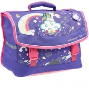 Auchan  Cartable 36 cm brillant dans le noir polyester violet et rose LICORNE