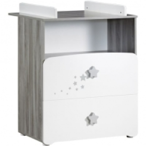 Auchan Baby Price BABY PRICE Commode à langer 2 tiroirs + 1 grande niche PILOU