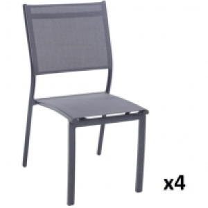 Auchan Creador CREADOR Lot de 4 chaises + 2 fauteuils empilables gris anthracite CLAR