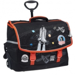 Auchan  Cartable à roulettes 41 cm Premium LED polyester noir et orange SPACE 