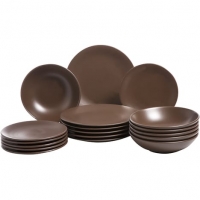 Auchan Cosy&trendy COSY&TRENDY Service dassiettes 18 pièces FAIENCE Chocolat