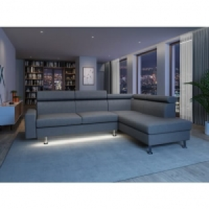 Canapé dangle 4-5 places fixe avec LED -TOMY- Tissu gris chiné clair  899.00 €