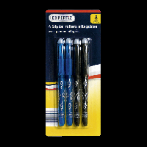 EXPERTIZ® 4 stylos rollers effaçables ou § recharges pour rollers effa