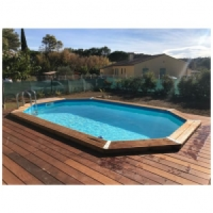 Auchan Ubbink UBBINK Piscine bois Sunwater 300x490 - H120cm - Liner Bleu