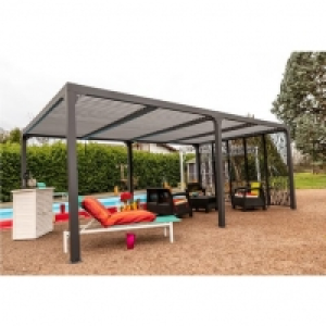 Auchan Habrita HABRITA Pergola bioclimatique 360x598 avec 4 panneaux moucharabieh