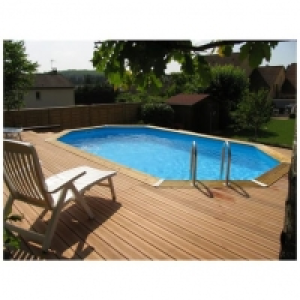 Auchan Ubbink UBBINK Piscine bois Océa 400X610 - H130cm - Liner Bleu