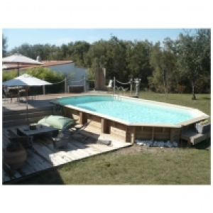Auchan Ubbink UBBINK Piscine bois Océa 470X860 - H130cm - Liner Bleu