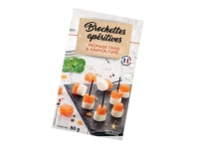 9 brochettes de fromage frais et saumon fumé 1.99 €