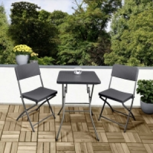 BELAVI® Set de 3 pièces pour balcon aspect rotin tressé
