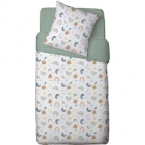 Parure housse de couette enfant fantaisie en polycoton motif arc-en-ci