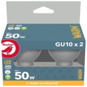 Auchan Auchan AUCHAN 6 Ampoules spots LED GU10 50W Lumière chaude