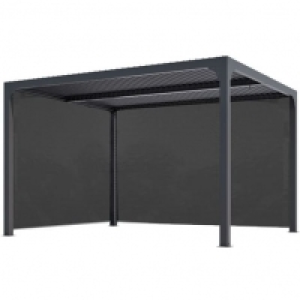 HABRITA Pergola bioclimatique ALUMINIUM avec rideaux manuels coloris g
