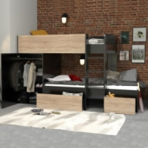 avec armoire + 2 tiroirs TWIN imitation chêne et noir 469.99 €