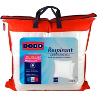Auchan Dodo DODO Lot de 2 oreillers moelleux respirant microfibre 65x65cm