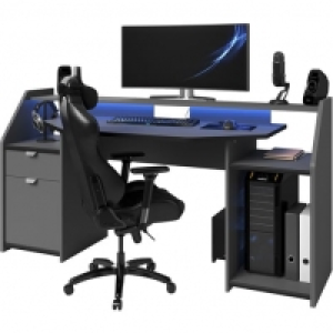 Bureau spécial gaming avec large plateau et leds L180cm GAMER