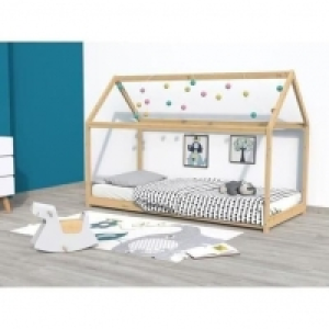 Auchan  Lit cabane en bois massif 90 x 190 cm LOUIS