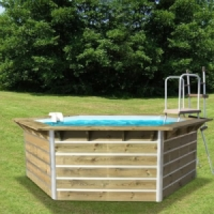 WATERCLIP Piscine en bois hexagonale 340 x 111 CEBU