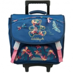 LULU CASTAGNETTE Cartable à roulettes 38 cm CP/CE1/CE2 bleu motif fleu