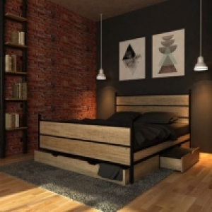 avec 3 grands tiroirs MAYDO imitation chêne et noir 349.99 €