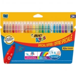 BIC Etui de 24 feutres de coloriage pointe moyenne KID COULEUR
