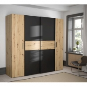 2 portes battantes L.200 cm imitation chêne/noir KAPAZA 399.99 €