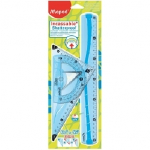 MAPED Kit de traçage 3 pièces régle + équerre + rapporteur incassable
